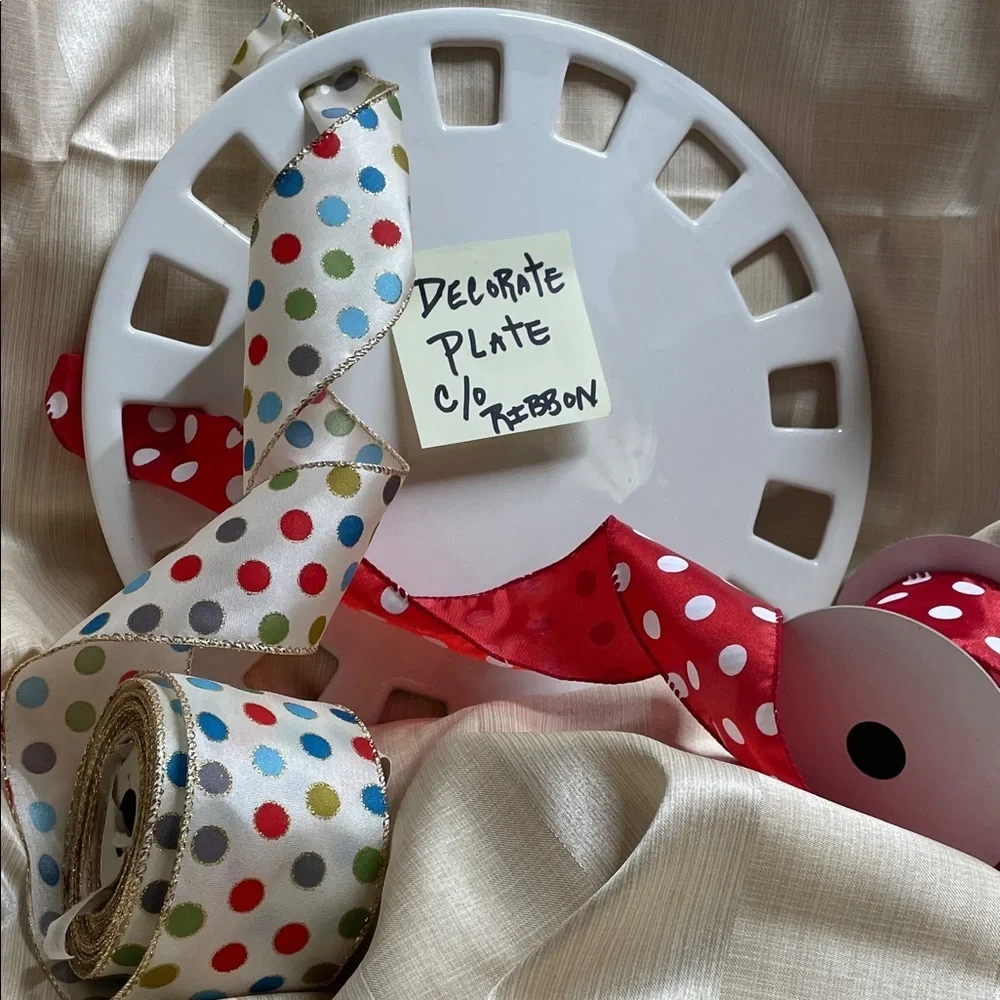 Southern Living At Home Polka Dot Wired Ribbon Set - Red, Blue, Green